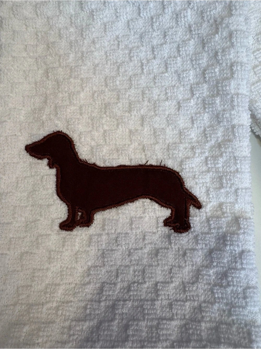White Dachshund Embroidered Dog Hand Towels - Set of 2 NEW Made to order